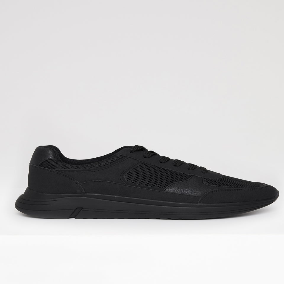 Threadbare Black Lace Up Casual Trainers