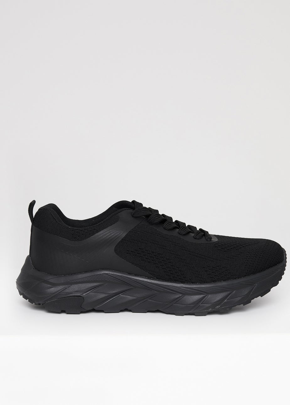 Threadbare Black Textured Slip On Trainers