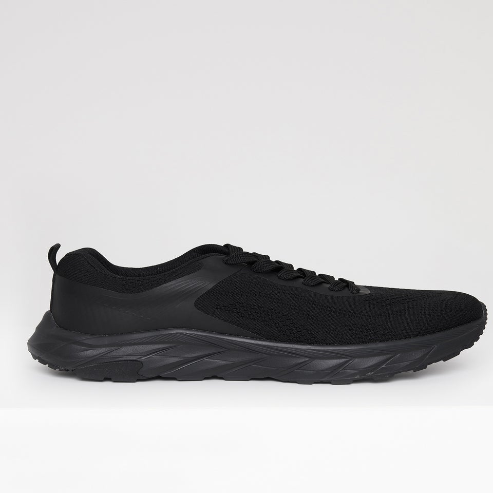 Threadbare Black Textured Slip On Trainers