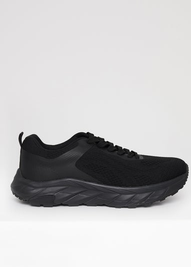 Threadbare Black Textured Slip On Trainers