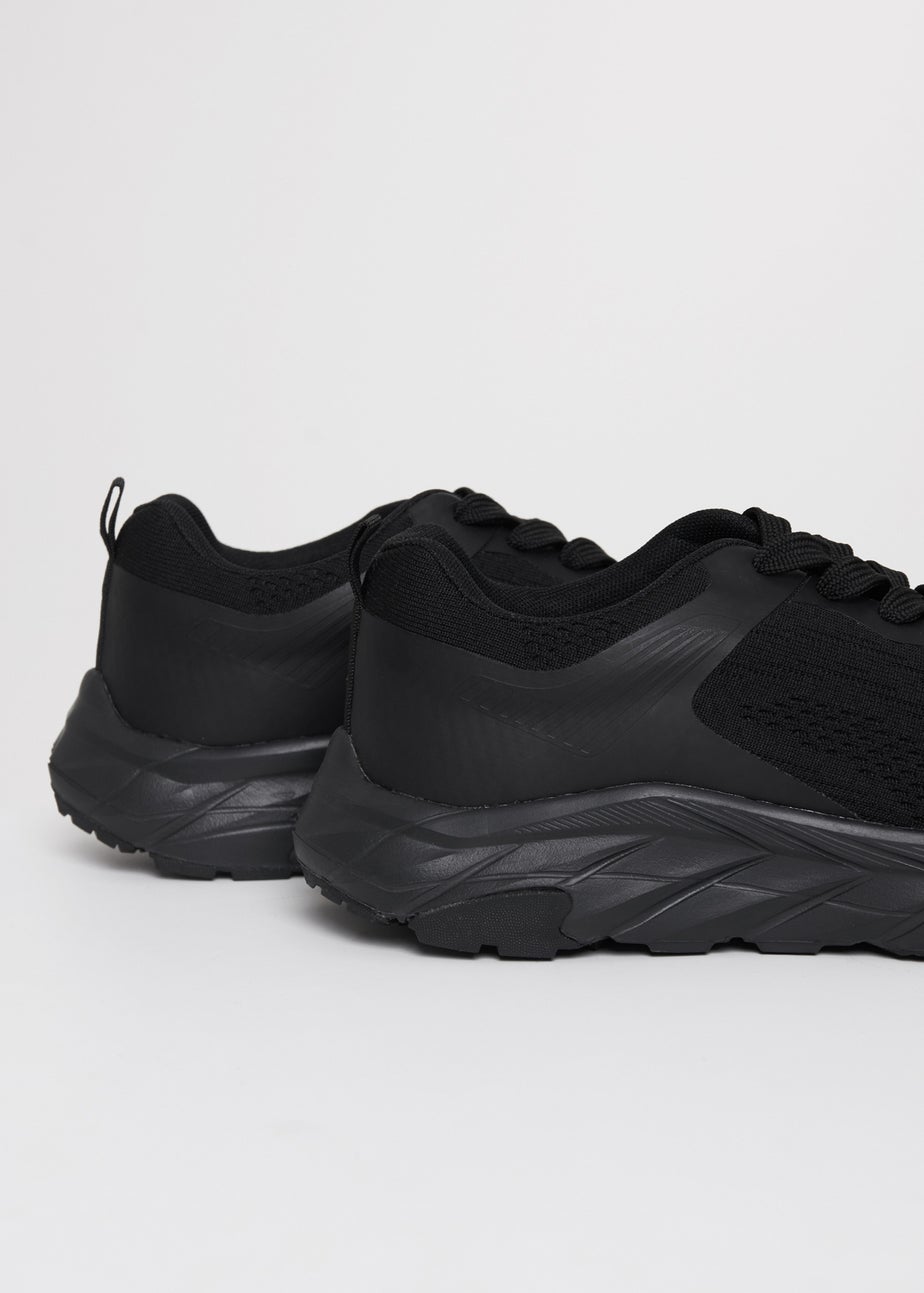 Threadbare Black Textured Slip On Trainers