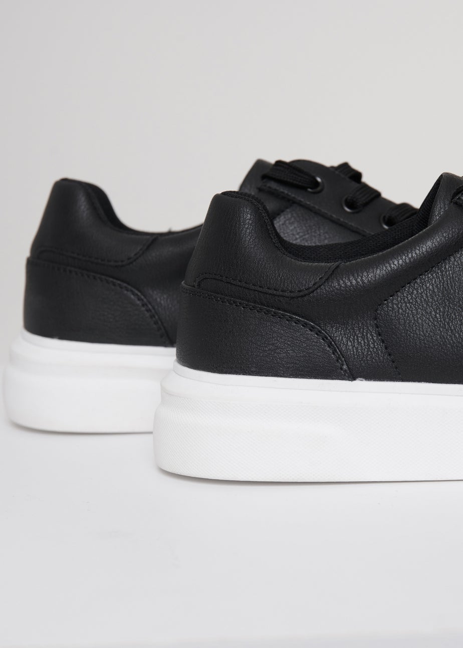 Threadbare Black Lace Up Court Trainers