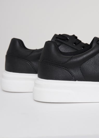 Threadbare Black Lace Up Court Trainers