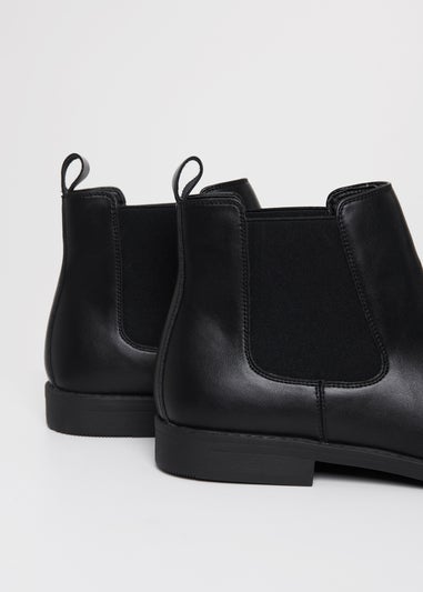Threadbare Black Faux Leather Slip On Chelsea Boots