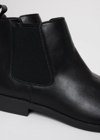 Threadbare Black Faux Leather Slip On Chelsea Boots