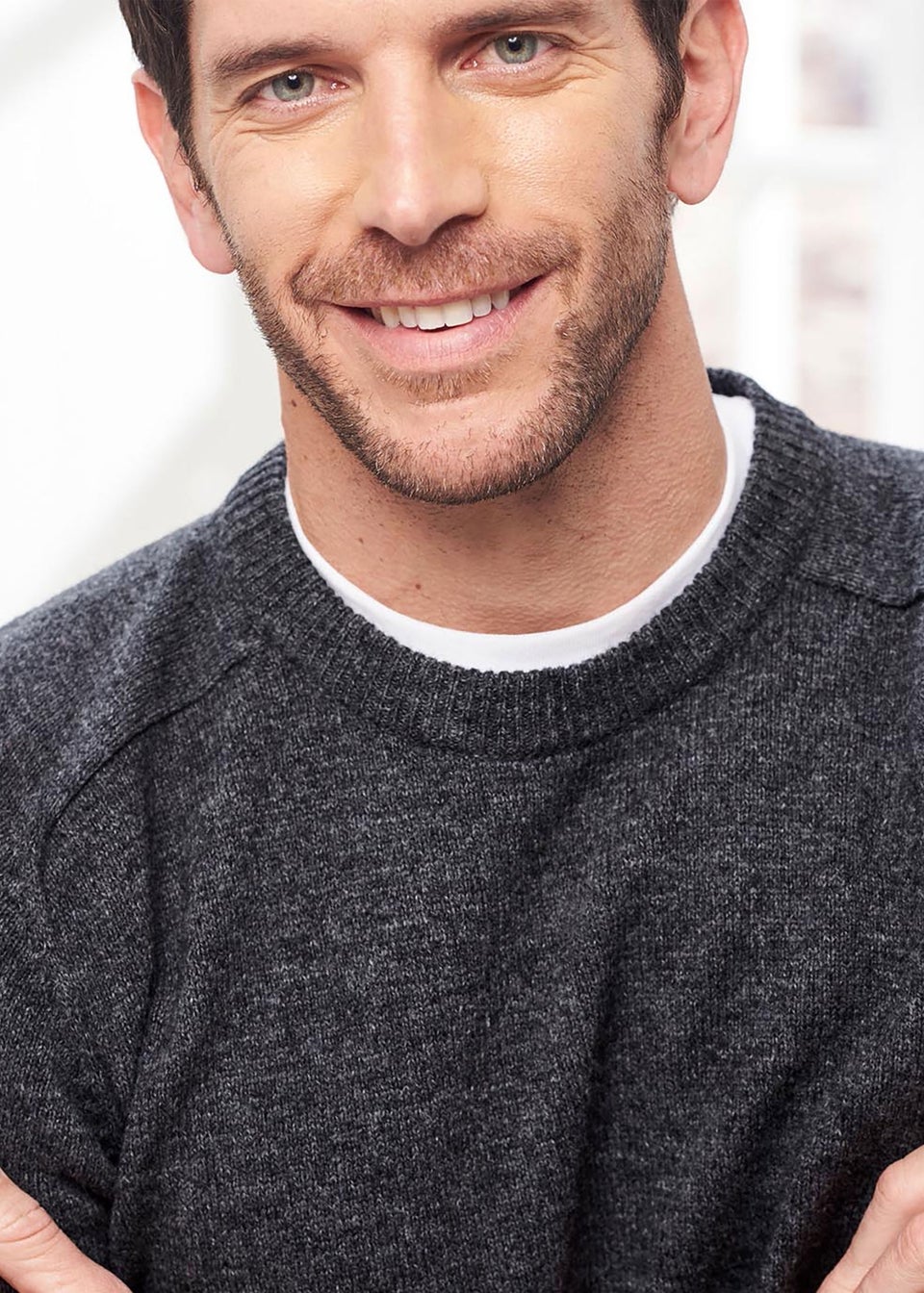 Cotton Traders Steel Grey Lambswool Rich Crew Neck Jumper