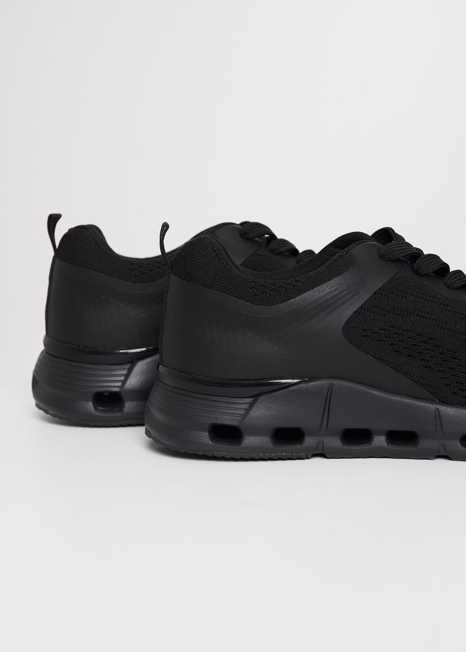 Threadbare Black Slip On Textured Trainers