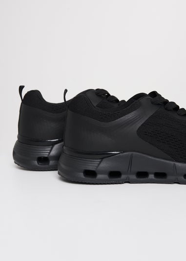 Threadbare Black Slip On Textured Trainers