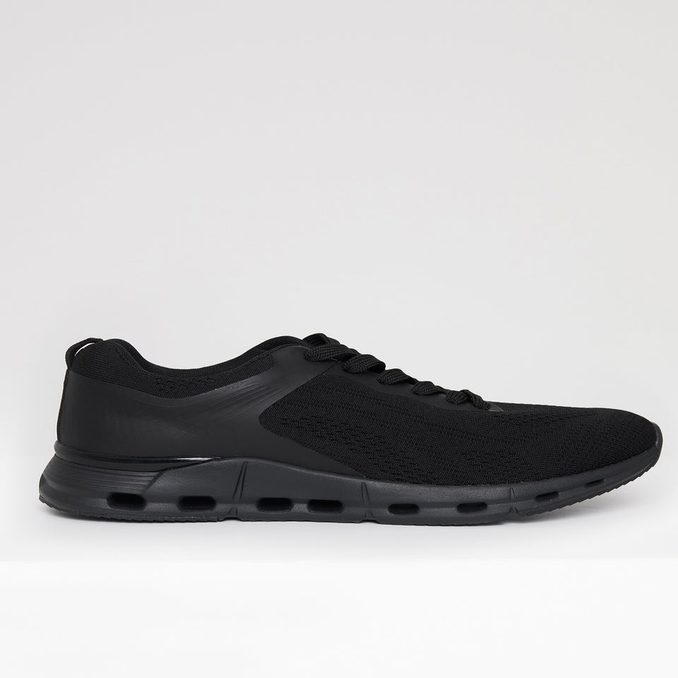 Threadbare Black Slip On Textured Trainers