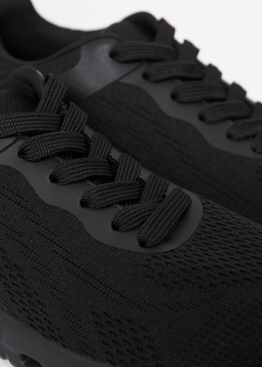 Threadbare Black Slip On Textured Trainers