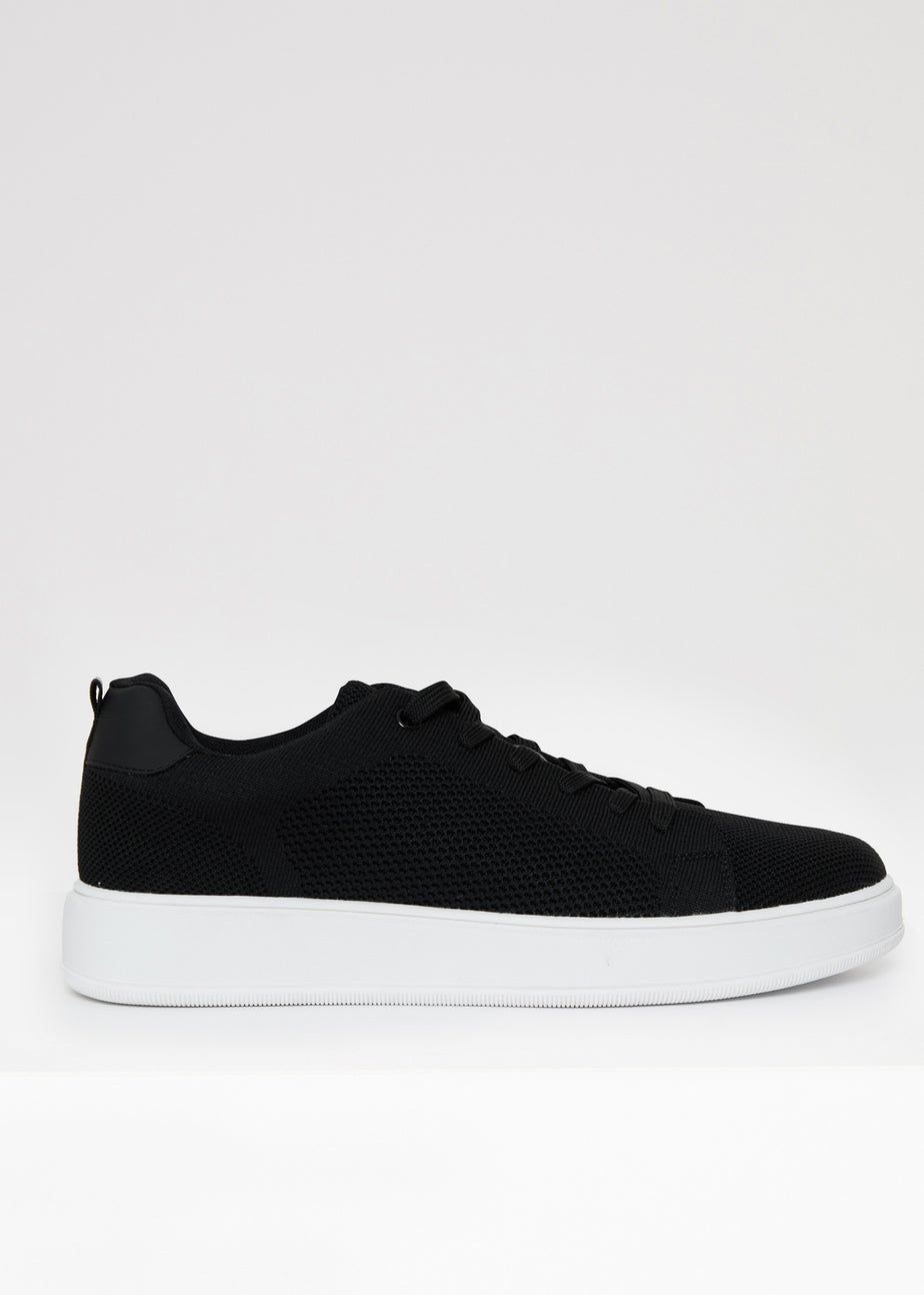 Threadbare Black Lace Up Textured Trainers