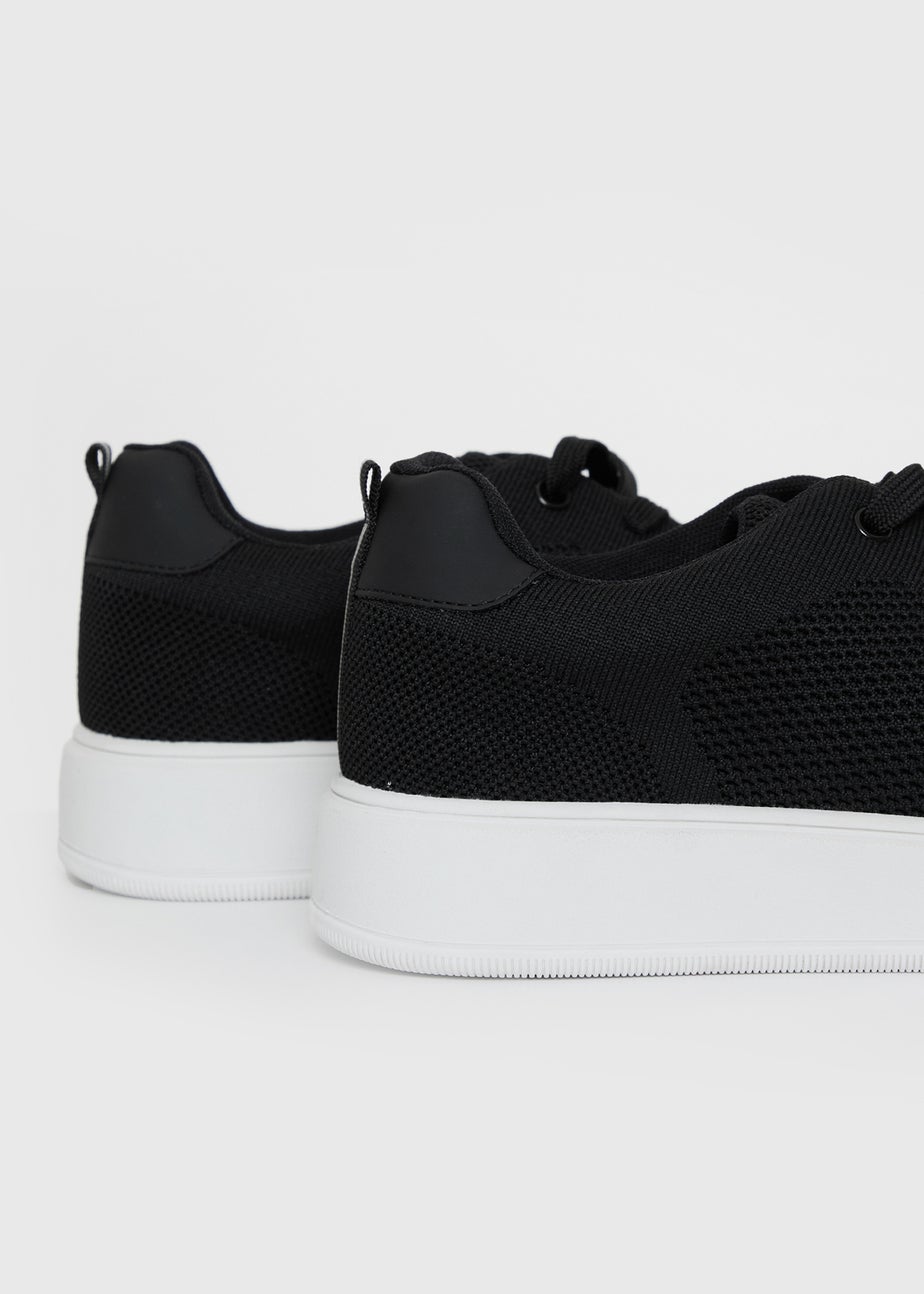 Threadbare Black Lace Up Textured Trainers