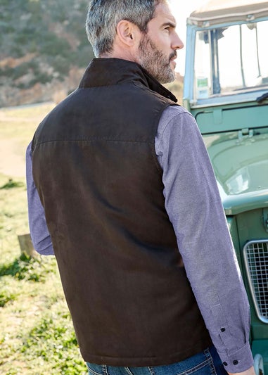 Cotton Traders Dark Forest Faux Suede Multi Pocket Gilet