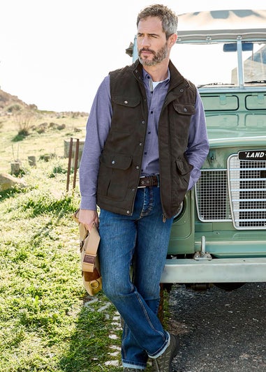 Cotton Traders Dark Forest Faux Suede Multi Pocket Gilet