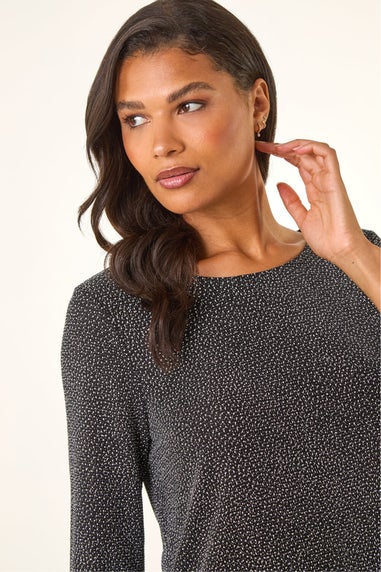 Roman Silver Shimmer Chiffon Hem Top