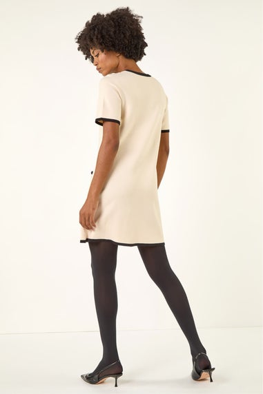 Roman Ivory Bow Detail Knitted Dress