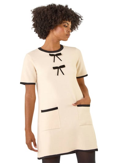 Roman Ivory Bow Detail Knitted Dress