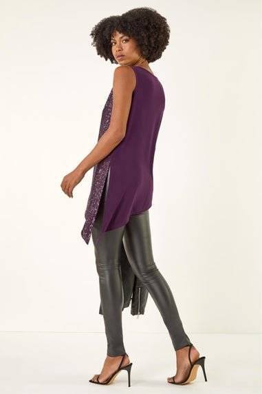 Roman Purple Sequin Asymmetric Stretch Vest