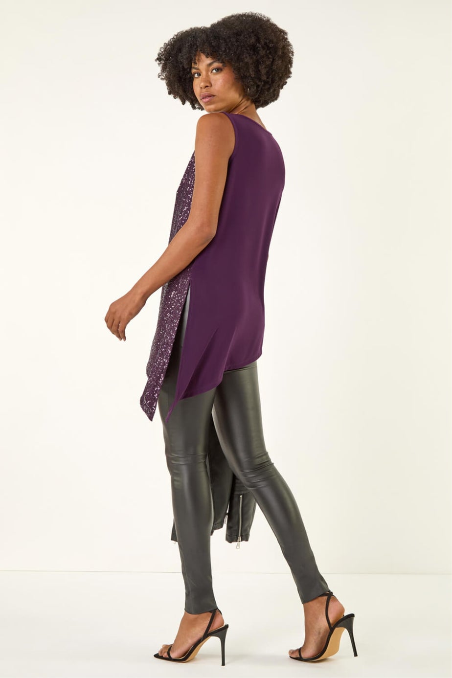 Roman Purple Sequin Asymmetric Stretch Vest