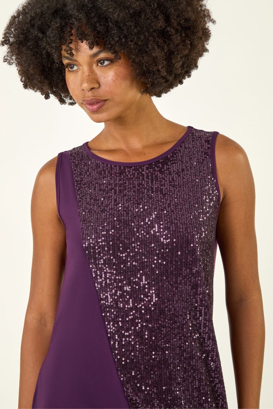 Roman Purple Sequin Asymmetric Stretch Vest