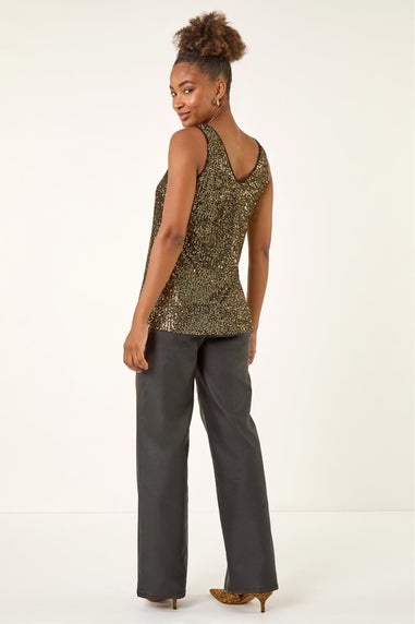 Roman Gold Sequin V-Neck Vest Top