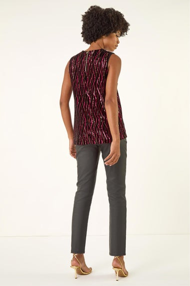 Roman Fuchsia Sequin Velvet Vest Top