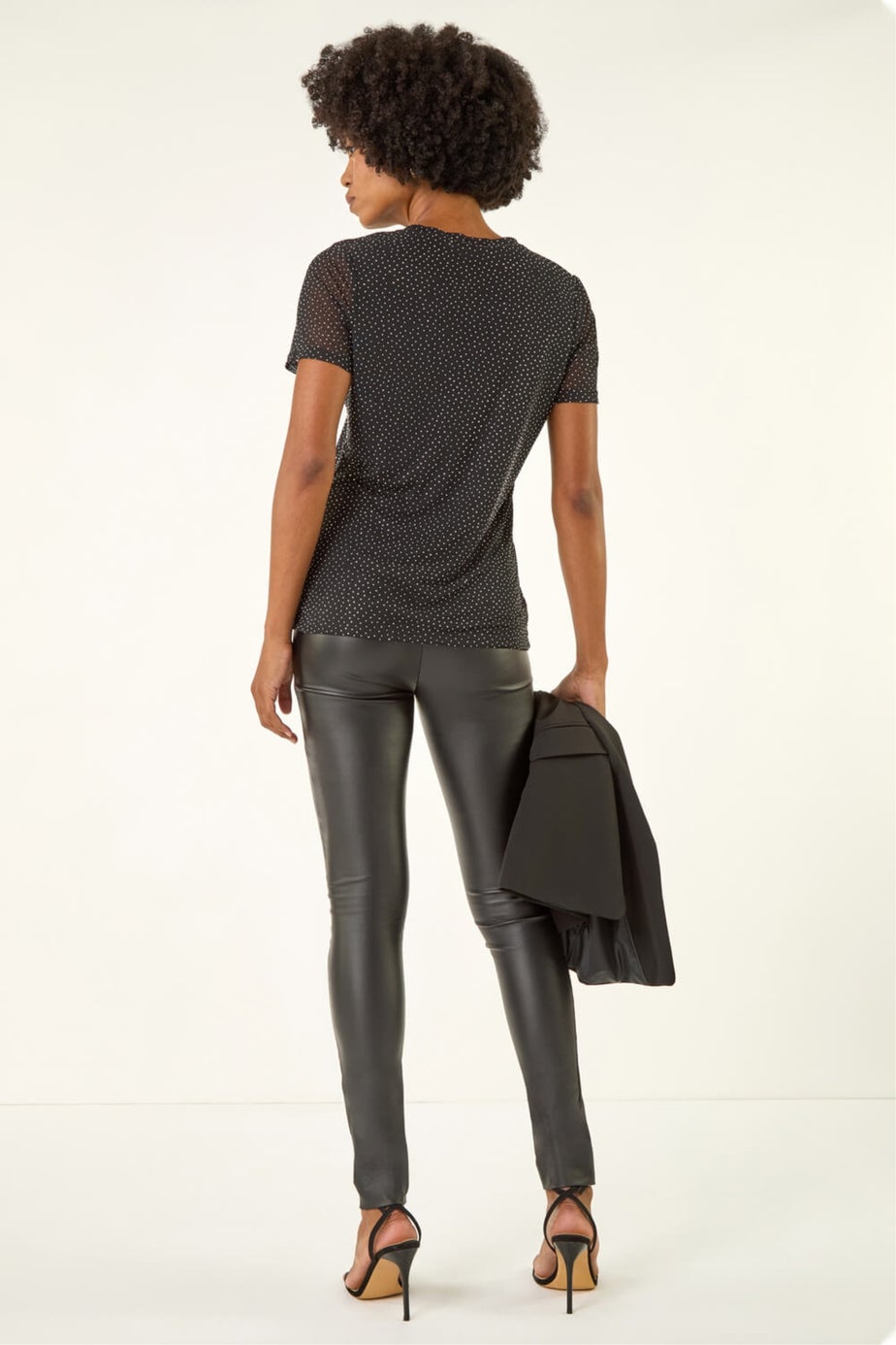 Roman Black Hotfix Keyhole Stretch Top