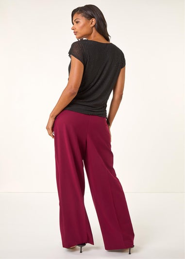 Roman Black Hotfix Cowl Neck Stretch Top