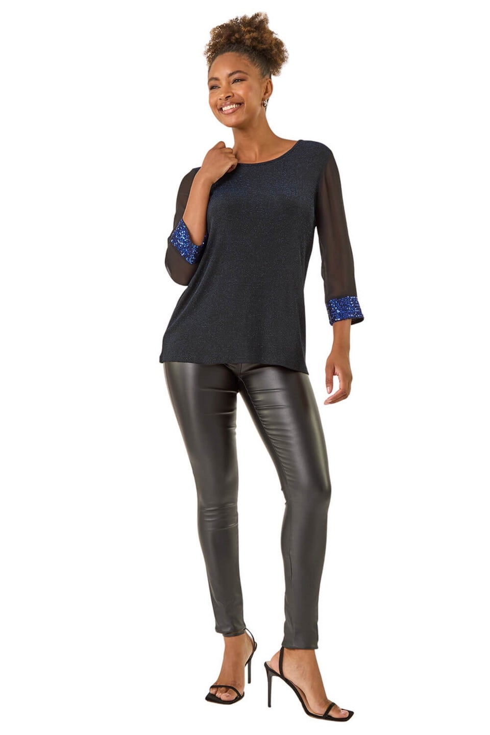 Roman Royal Blue Brillo Sequin Cuff Top