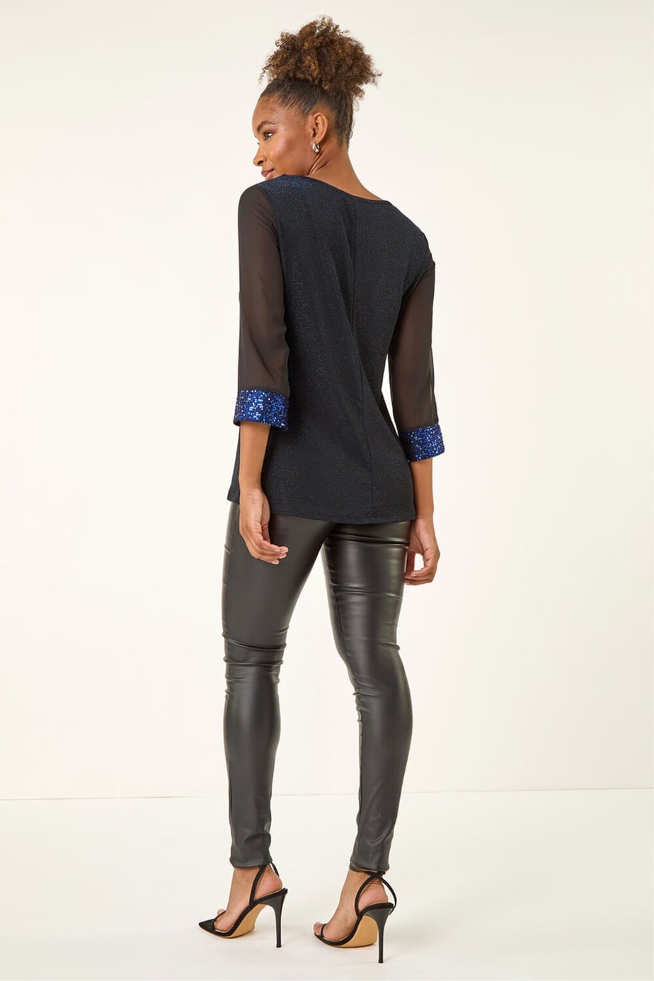 Roman Royal Blue Brillo Sequin Cuff Top