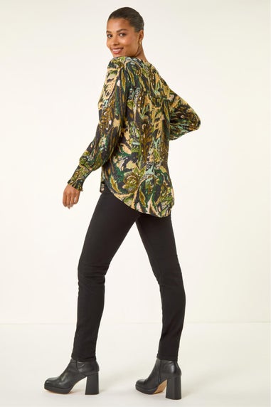 Roman Green Abstract Print Foil Shirt