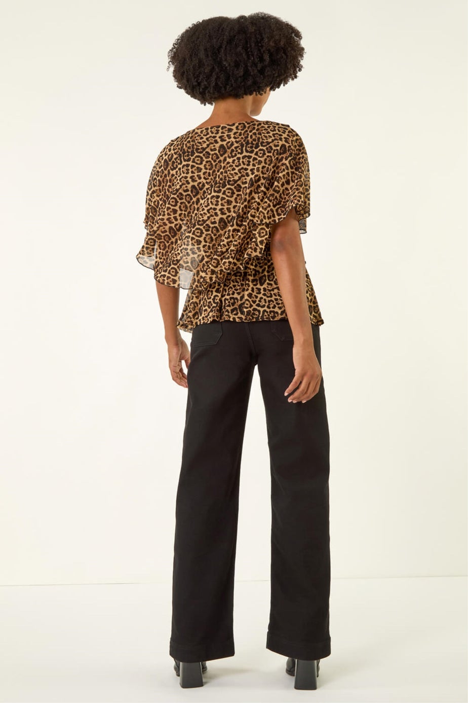 Roman Tan Animal Print Mesh Overlay Top