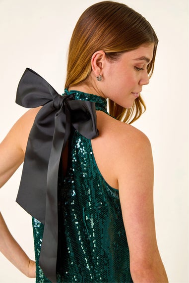 Roman Forest Sequin Bow Back Dress