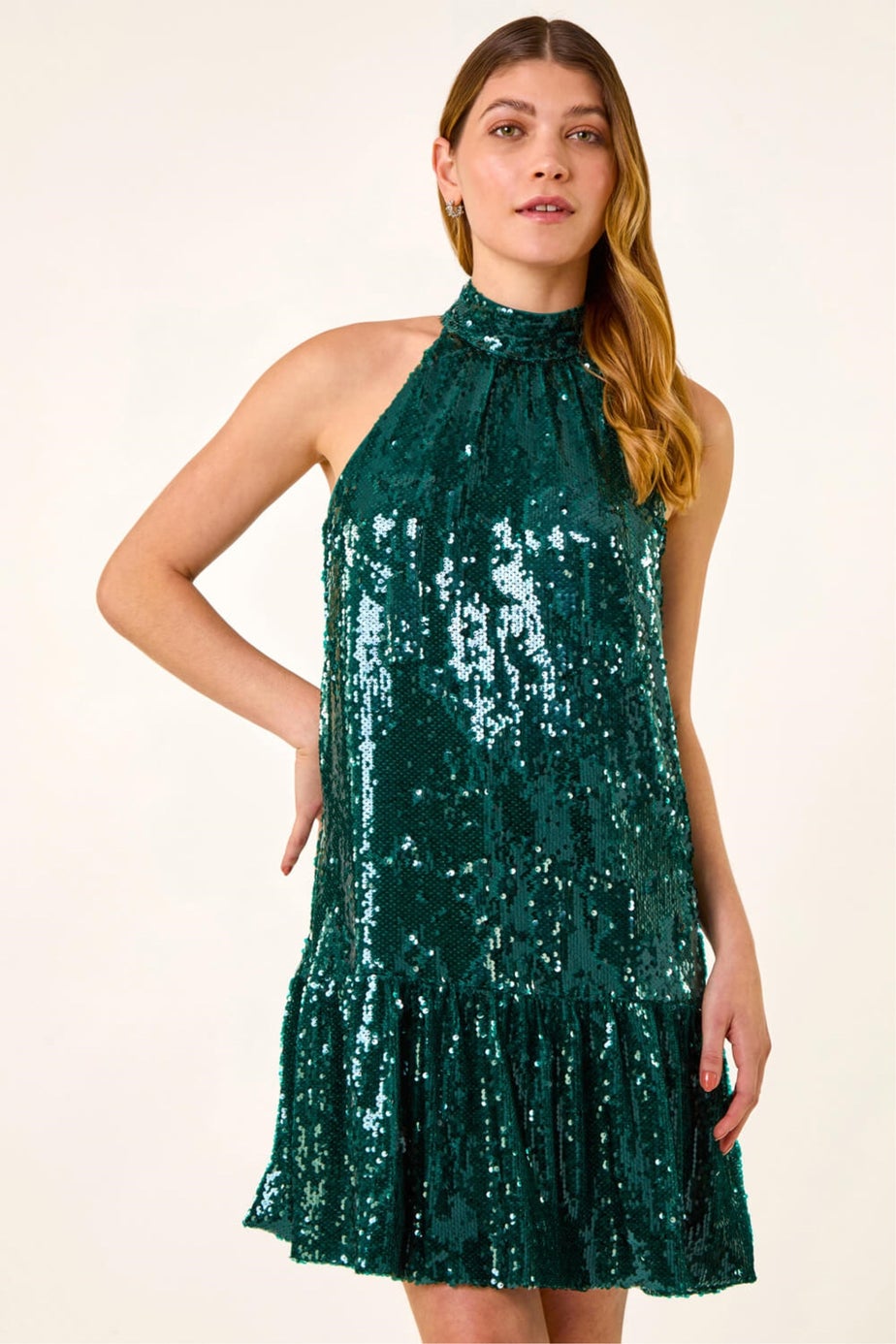 Roman Forest Sequin Bow Back Dress