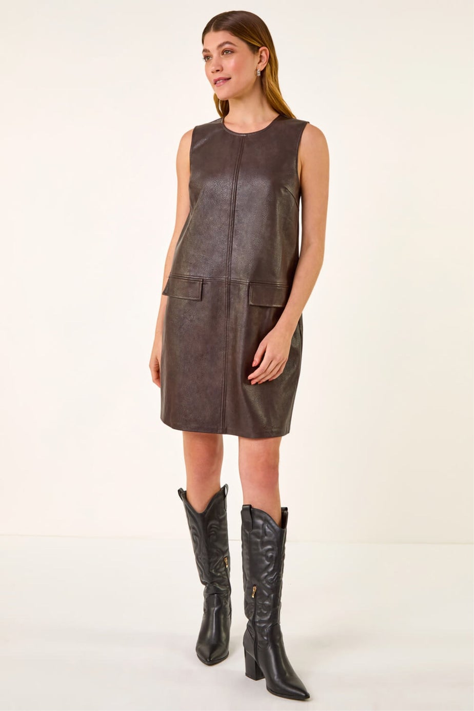 Roman Chocolate A-Line Pocket Detail Dress