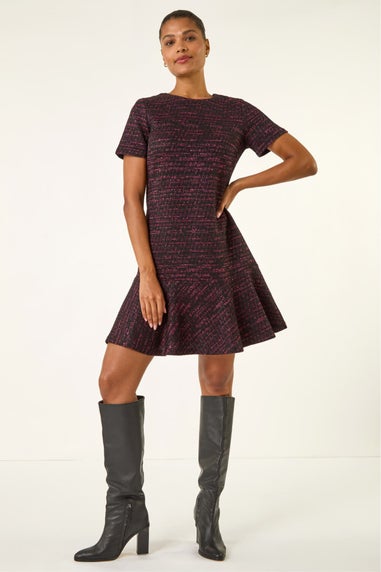 Roman Red Textured Frill Hem Short Dress