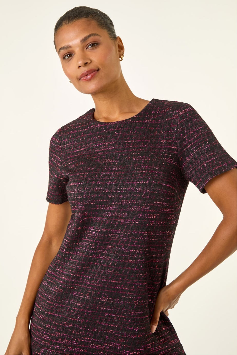 Roman Red Textured Frill Hem Short Dress