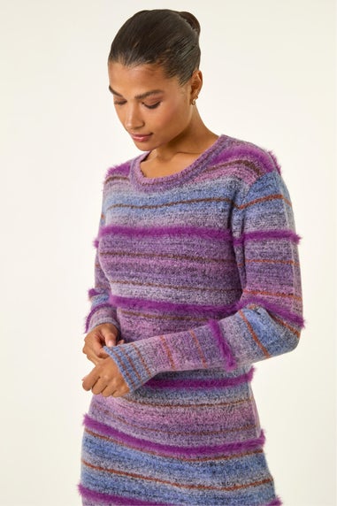 Roman Purple Stripe Knit Jumper Dress