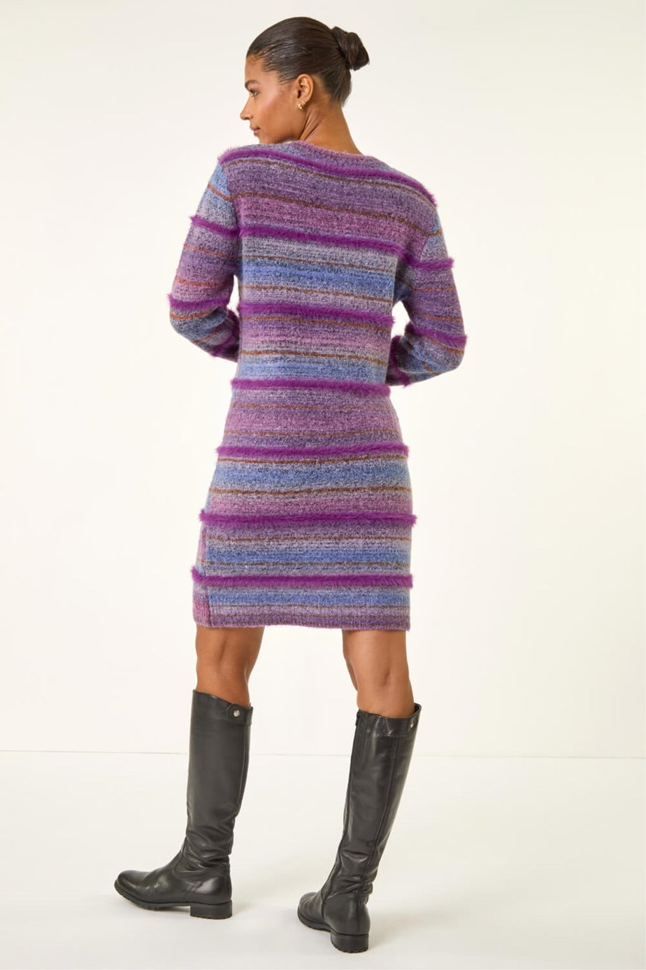Roman Purple Stripe Knit Jumper Dress