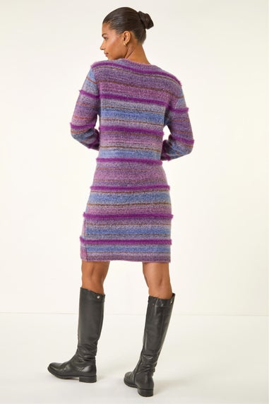 Roman Purple Stripe Knit Jumper Dress