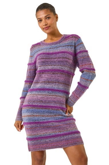 Roman Purple Stripe Knit Jumper Dress