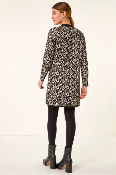Roman Black Animal Print Knitted Shift Dress