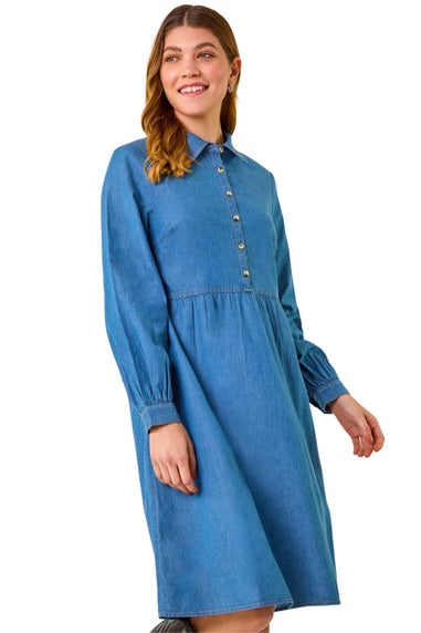 Roman Denim Denim Button Through Pocket Dress
