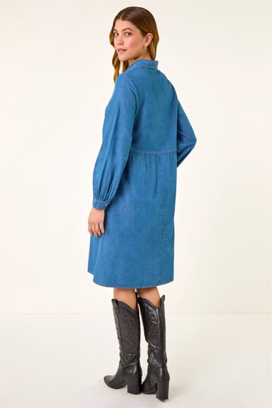 Roman Denim Denim Button Through Pocket Dress