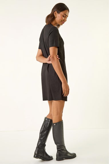 Roman Black Embellished Shift Stretch Dress