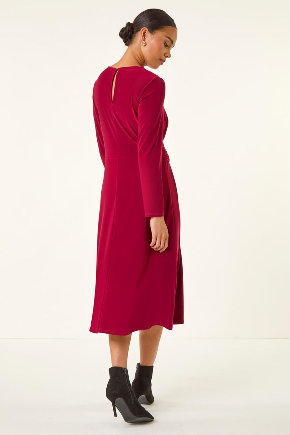 Roman Wine Petite Twist Front Stretch Dress