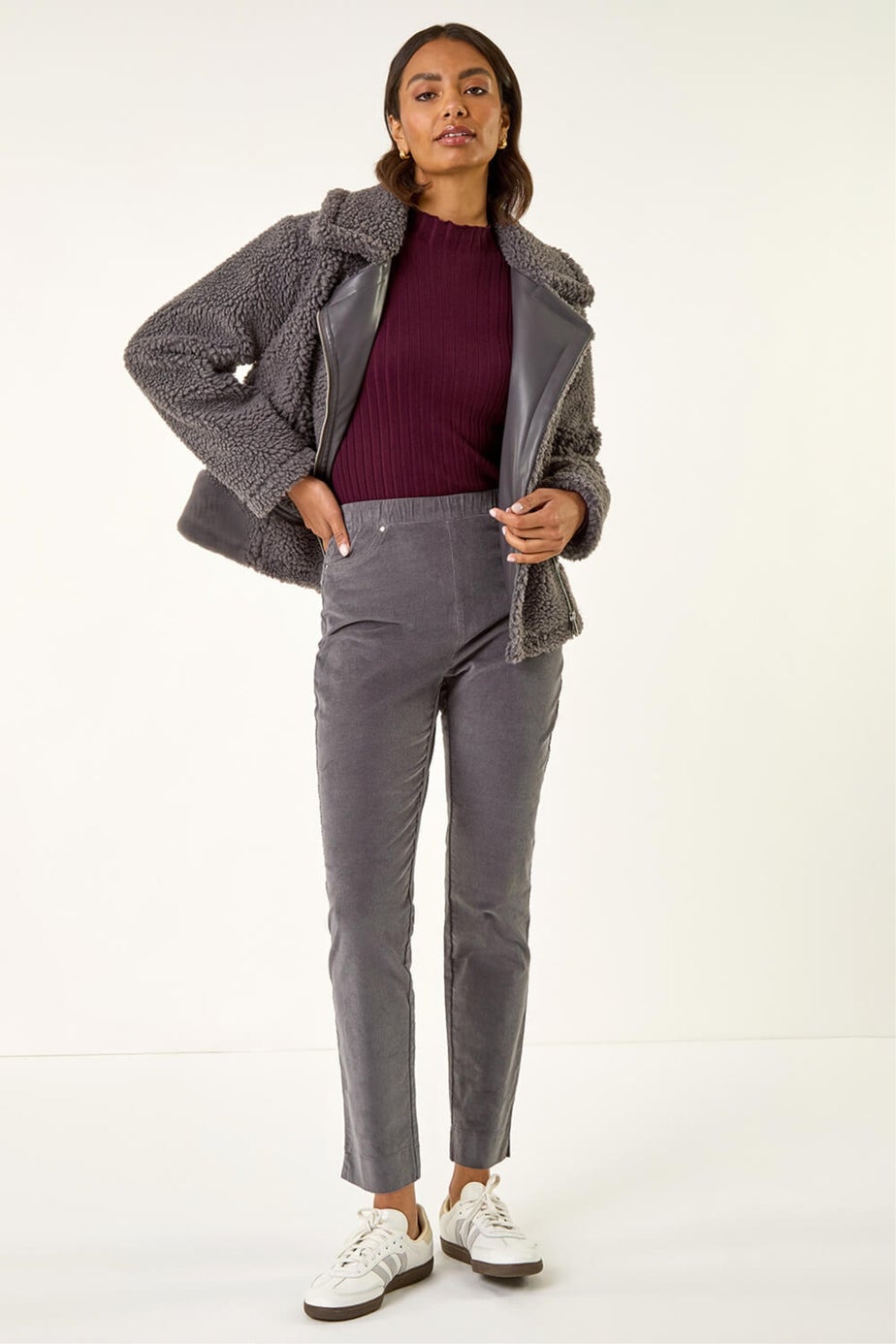 Roman Grey Corduroy Stretch Denim Trousers