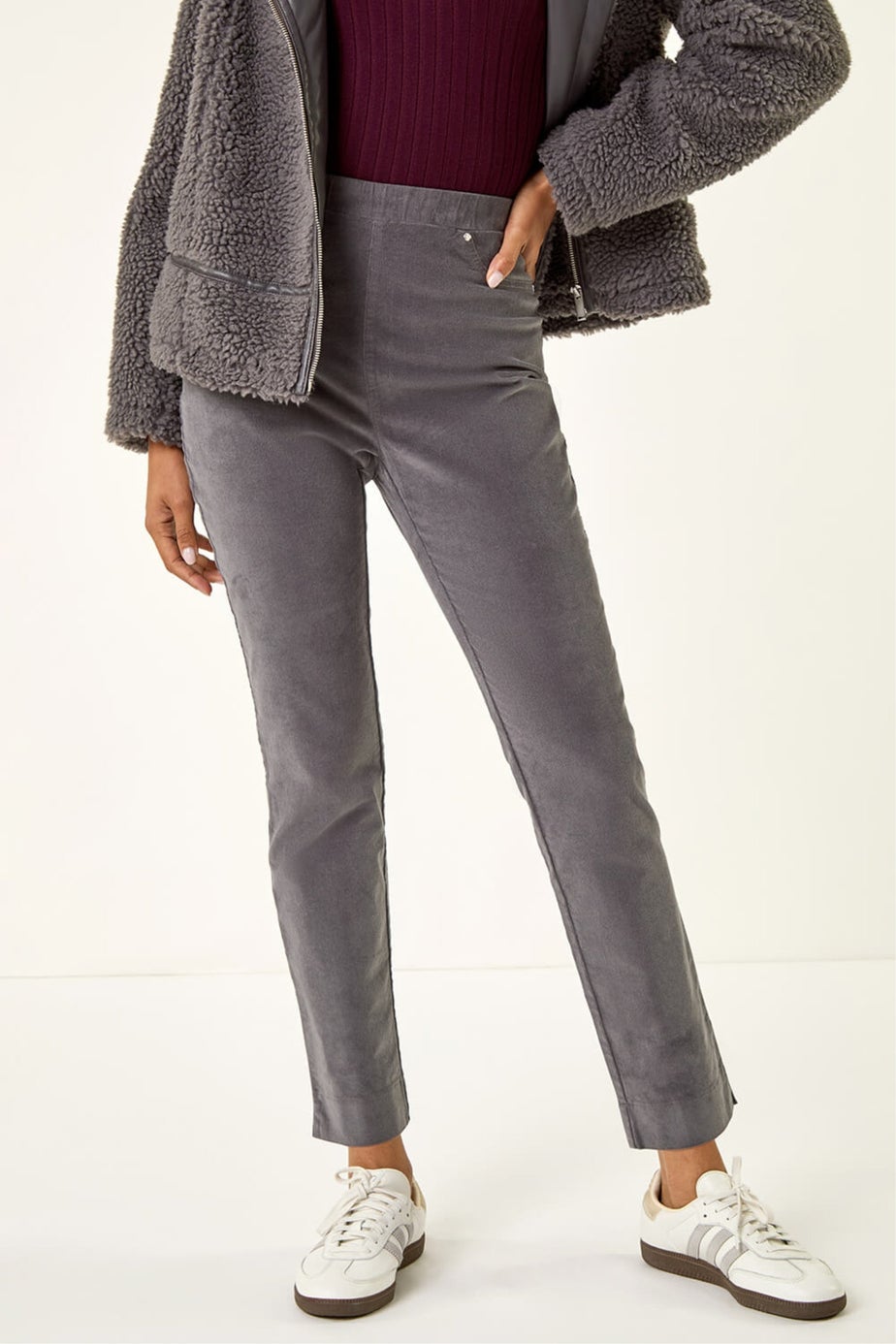 Roman Grey Corduroy Stretch Denim Trousers