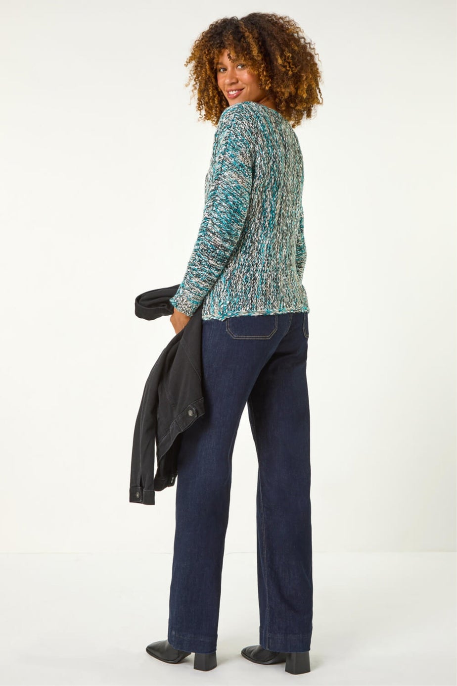 Roman Turquoise Batwing Tape Yarn Jumper