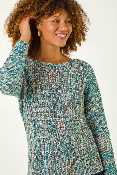 Roman Turquoise Batwing Tape Yarn Jumper